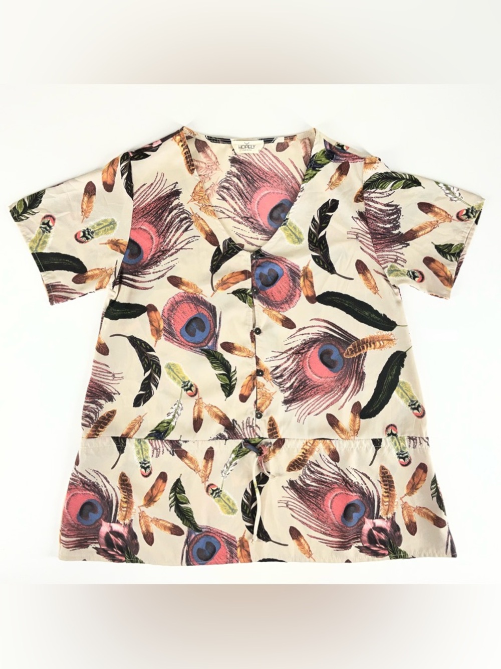 Hopely‎ Feather Print Top Women’s Medium